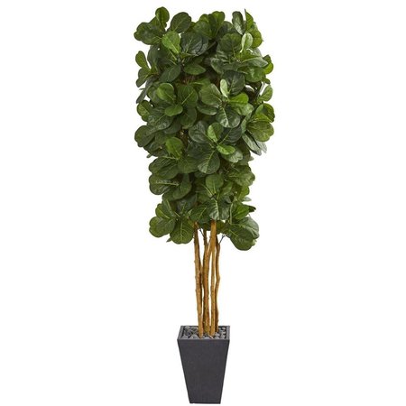 NEARLY NATURALS Fiddle Leaf Artificial Tree in Slate Planter 5612